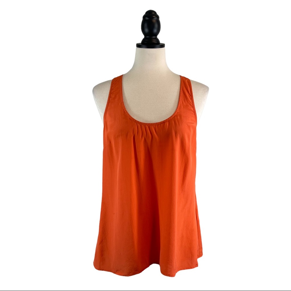 Joie Orange Silk Blouse Racerback Tank Scoop Neck, Size S